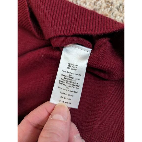 Talbots Women's Large Sweater Red Long Sleeve Open Knit Cotton Blend Zip Back - Picture 9 of 9